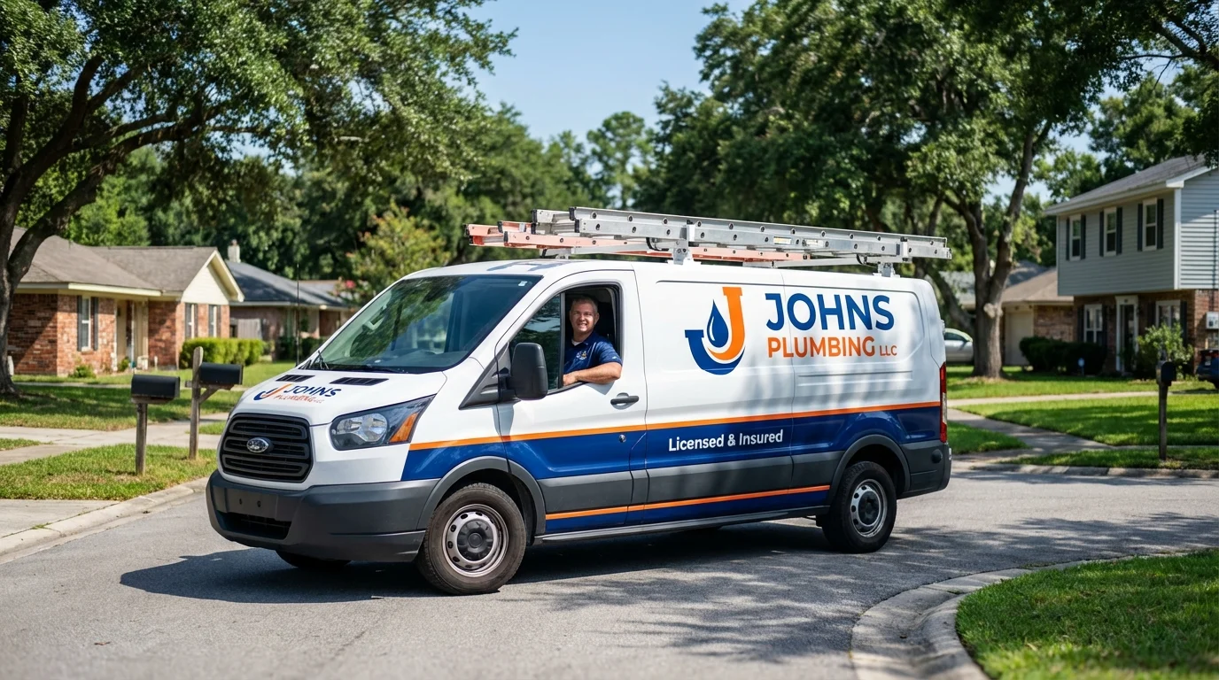 Johns Plumbing LLC service van in Winchendon, MA