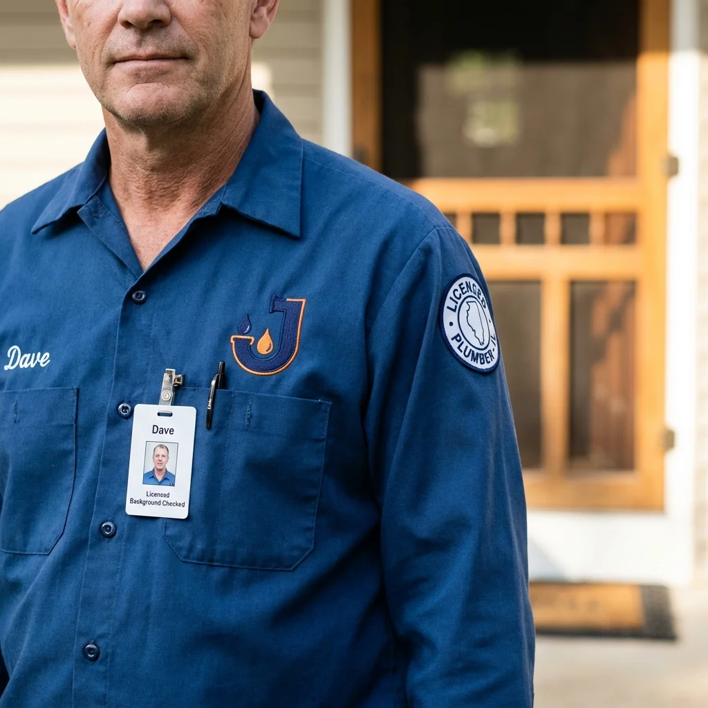 Licensed plumber showing ID badge in Winchendon, MA