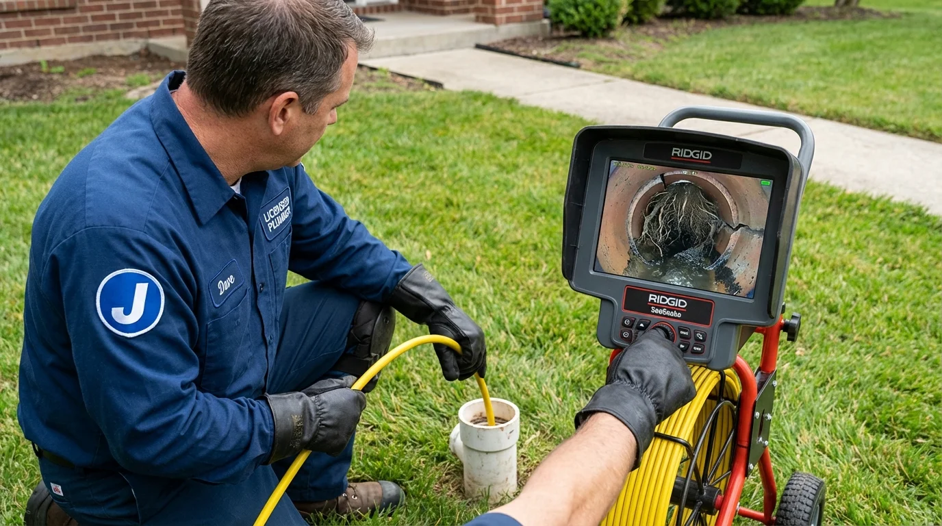 Sewer camera inspection being performed by Johns Plumbing LLC in Winchendon